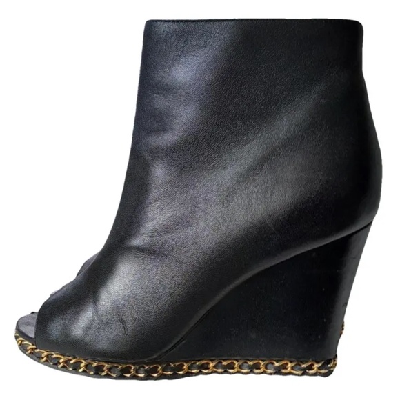 CHANEL Leather Open Toe Wedges / Boots - Picture 1 of 9